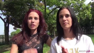 GERMAN SCOUT - ECHTE ZWILLINGE ZUSAMMEN IM DREIER GEFICKT BEI CASTING