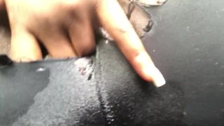 Ripped my tights for a lil pussy play before work