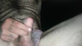 Hairy cock pink thong.