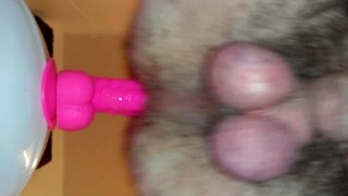 Watch my hot hairy ass take my new pink dildo deep and loving it!