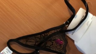 Cumshot (wank) on brand new Wicked Weasel Panties