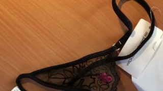 Cumshot (wank) on brand new Wicked Weasel Panties