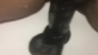 Hairy Fat Pussy Ebony Creaming on 9” BBC
