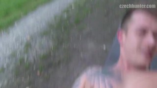  CZECH HUNTER 376 - Handsome Hunk Rides A Cock Raw On A Wooden Bench