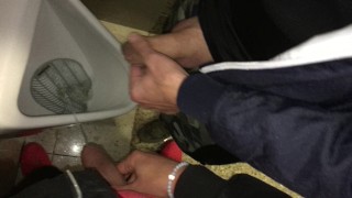 Pissing with my stepbrother at disco urinal