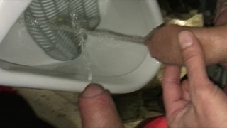 Pissing with my stepbrother at disco urinal
