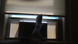 In shorts and socks