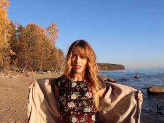 Outdoor Blowjob and Cum in Mouth! - Sweet Teen Doing Blowjob on the Beach.