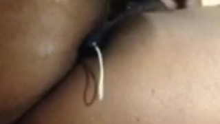 Magic wand orgasm with glass banana & anal beads in ass