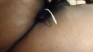 Magic wand orgasm with glass banana & anal beads in ass