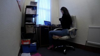 Beautiful Secretary Works From Home in Jeans