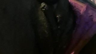 Ebony playing with pussy