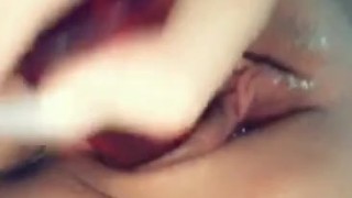 Hot blonde toys pussy