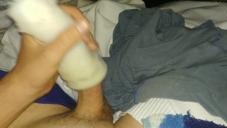 Masturbating with a tonight cummed fleshlight