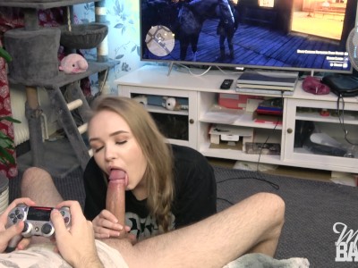 He Tries to Play Rdr2 While She Plays With His Cock! 
