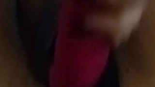 Amateur horny latina home alone fucking her dildo in the living room sofa