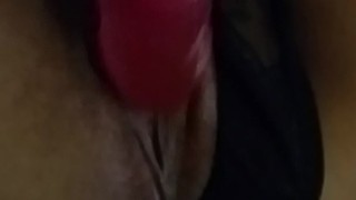 Amateur horny latina home alone fucking her dildo in the living room sofa
