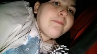 Plus size girl deep throats her brush