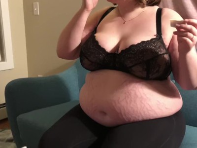 Chubby Bbw Teen Stuffing Big Meal Into Digesting Belly! 