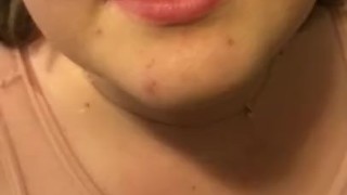 CUTE CHUBBY TEEN SWALLOWS 5 LITTLE MEN WHOLE AND BURPS AS THEY DIGEST