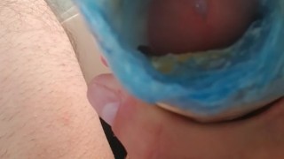 Homemade Toy For Masturbation - Hand Job In Toilet With Homemade Toy