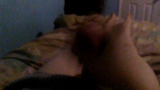 Young trap in sweater takes off cage to jerk off