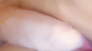 Teaser clip stuffing huge dildo