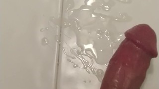 Nut in bathroom with lots of precum
