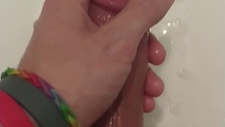 Nut in bathroom with lots of precum