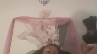 Brunette fucks vibrator