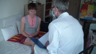 surprise during examination of young russian woman with a pervert doctor