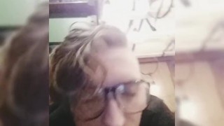 Twink crossdresser taking large dildo