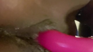 Black Pussy Playtime with Pink Vibrator