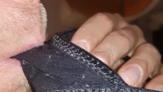 cum on black strings then eat that sperm
