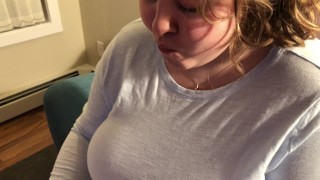 CHUBBY BBW STUFFS HERSELF WITH CAKE AND EXPANDS BELLY
