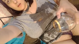 Pouring piss all over myself!!! I drank some too hehehe