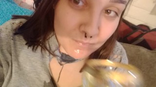 Pouring piss all over myself!!! I drank some too hehehe