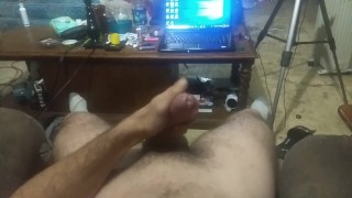 Stroking my dick till big cumshot