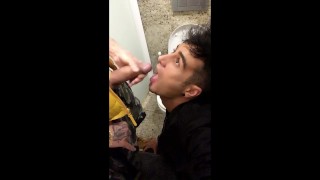Someone came, but at the second time he finally swallows PUBLIC TOILET