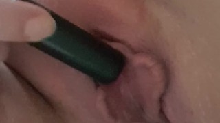 Quietly playing with vibrator multiple orgasm close up wet pussy