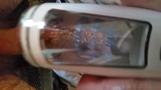 Whoa! Couldn't turn off the masturbator in time! Ha