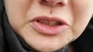Sexy snow bunny, freezing pussy piercing