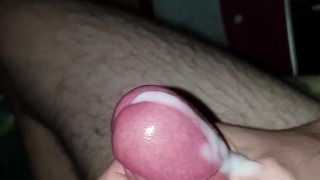Triple cockring handjob and cumshot