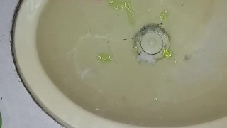 Squirting aloe in my cock