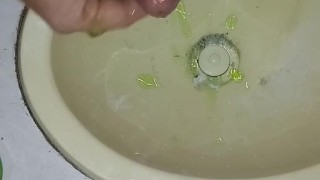 Squirting aloe in my cock