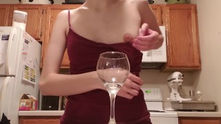 Squirting milk in a glass