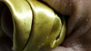 Satin panty wank