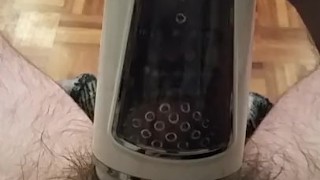 Intense orgasm with fleshlight type masturbator