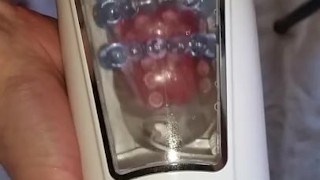 Cock destroyed by fleshlight type masturbator