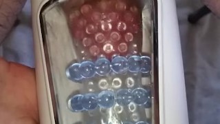 Cock destroyed by fleshlight type masturbator